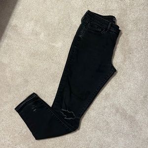 A&F Black Distressed Super Stretchy Skinny Jeans